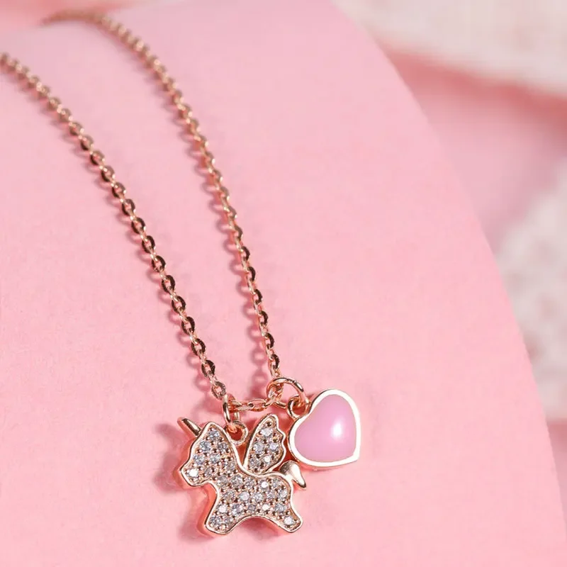 Оптовая продажа S925 чистого серебра сердце маленькая лошадь ожерелье кулон 2024