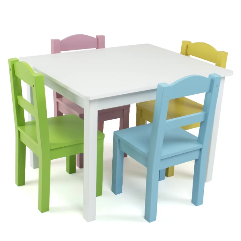 

Tot Tutors Pastel Kids 5 Piece Rectangle Table and Chair Set kids table chair