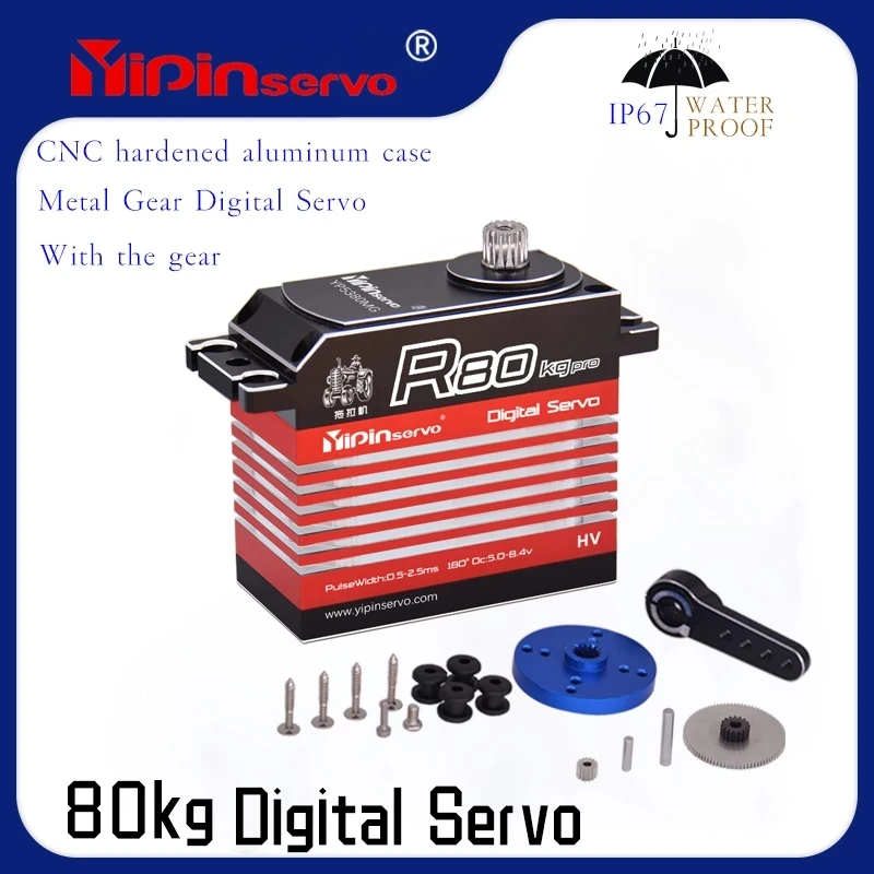 

Yipinservo Waterproof Full Metal 70kg 80kg Servos 180 Degree 1/5 RC Scale Big Model Large Torque High Speed Crawler Accessories