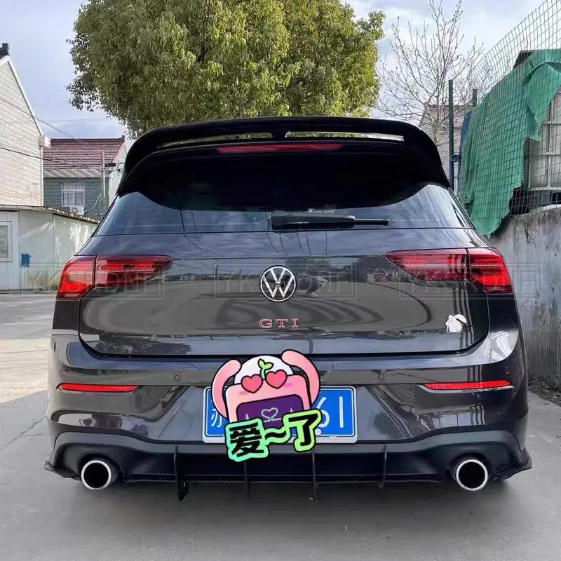 Фото Для Volkswagen Golf 8 MK8 R-line GTI 1.4T 2.0T 2020-2023: задний спойлер (антикрыло) из ABS-пластика, под карбон, черный с белым, для экстерьера автомобиля №2