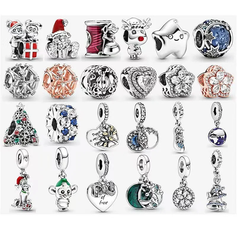 

Новый Рождественский подарок бабочка цветок лист рыба Клевер сердце свисающие Бусины Подходит для Pandora шармы браслет DIY девушка модные ювел...