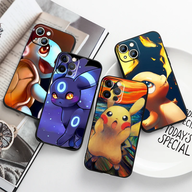 

Cartoon Pokemon Elves For Apple iPhone 14 13 12 11 Pro Max Mini XS Max X XR 7 8 Plus 5S Silicone Black TPU Phone Case Coque Capa