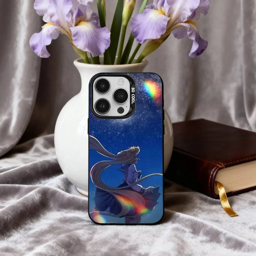 Чехол для телефона Sparkle Pastel S-Sailor M-Moons для iPhone 17, 16, 15, 14, 13, 12, 11 Plus, Pro Max, черный, серебристый, цвета конфет. (art.: 3920d8a21667a) - 3920d8a21667a