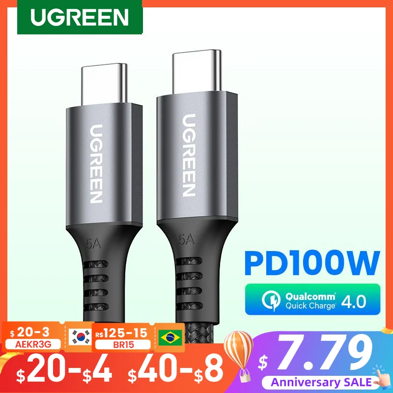UGREEN USB Type C to Type C PD100W Fast Charging Cable QC 4.0 for Macbook Samsung Huawei USB C to USB C 100W USB Type C Cable