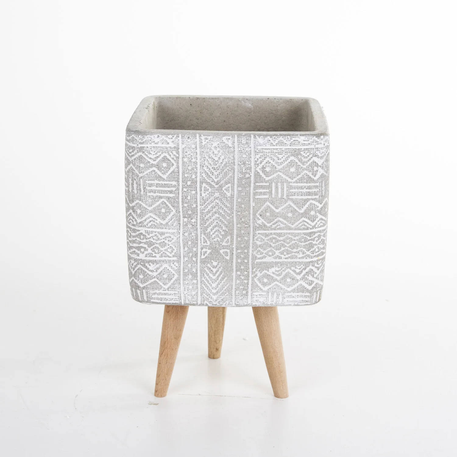 

Белый квадратный бетонный цветочный горшок в этническом стиле 13x19 см