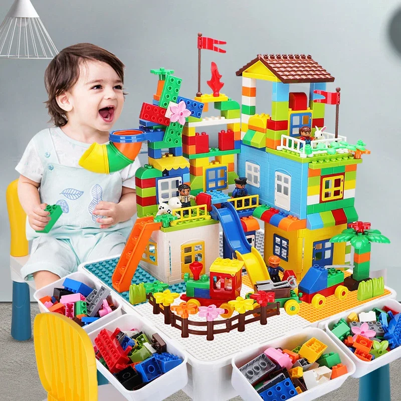 

44 см маленький детский конструктор стол большие частицы обучающих сборных блоков Многофункциональный Обучающий игровой стол