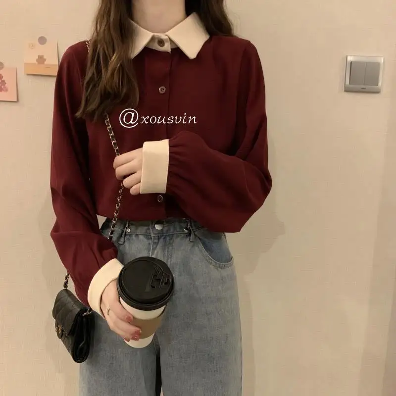 

Shirt women's top long sleeves wearing winter clothes women's clothing 2022 tide loose shirt