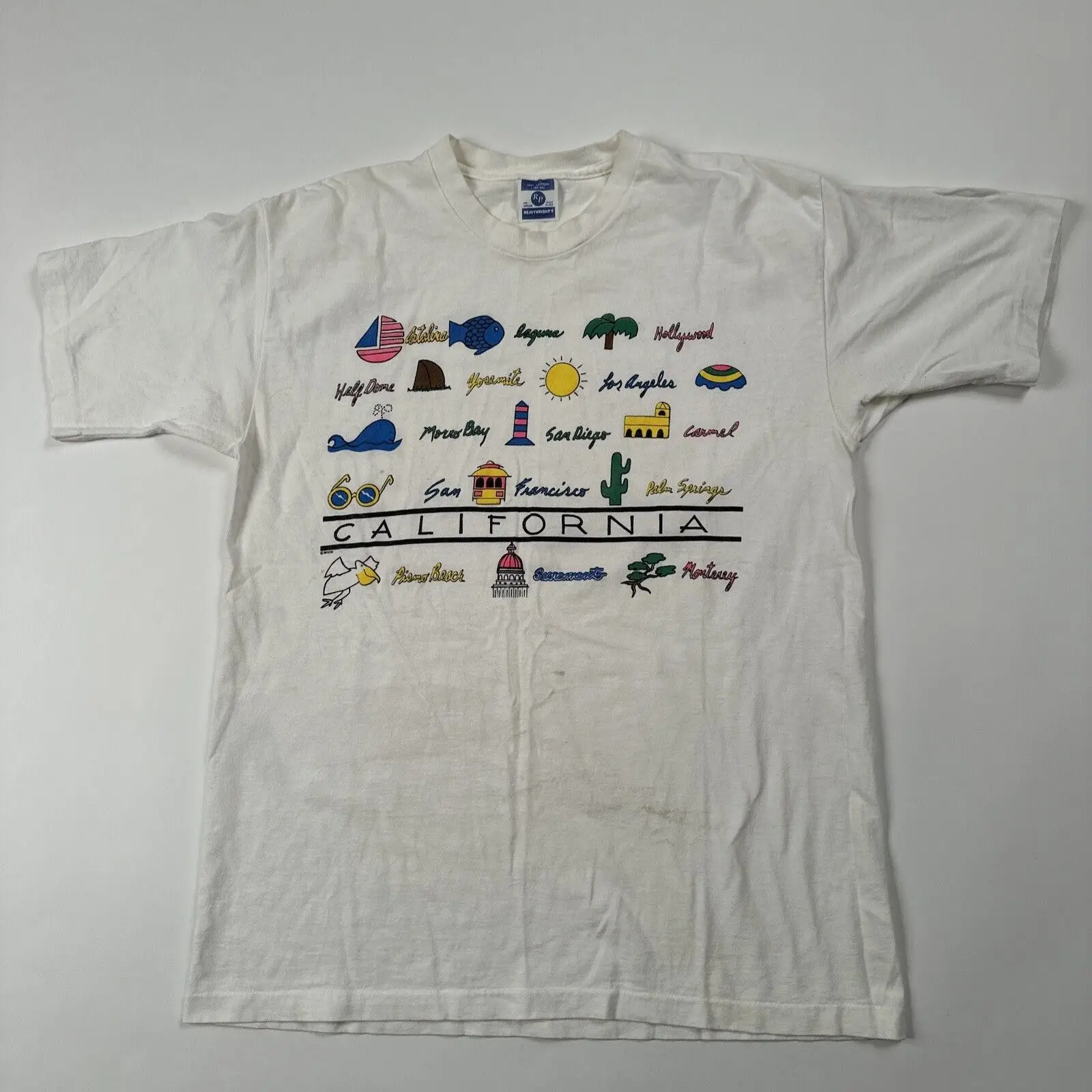 Винтажная футболка в стиле 90-х Калифорния большая с изображением природы для