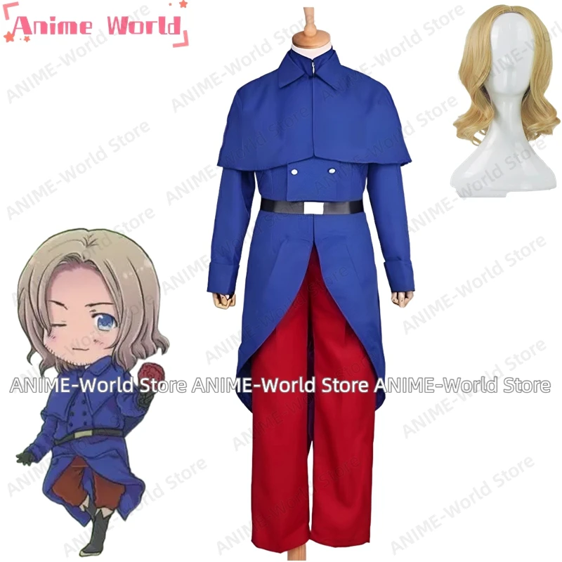 Фото 《Нестандартный размер》Аниме Hetalia: Axis Powers Hetaria Akushisu Pawazu Франция Furansu Синий Косплей Костюм Хэллоуин Костюм Парик №1