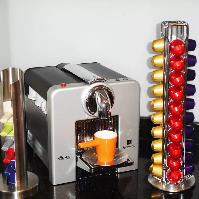 

Практичный 40 чашек держатель для кофейных капсул подставка для Nespresso вращающаяся стойка для зеркальных капсул держатель для кофейных капсу...
