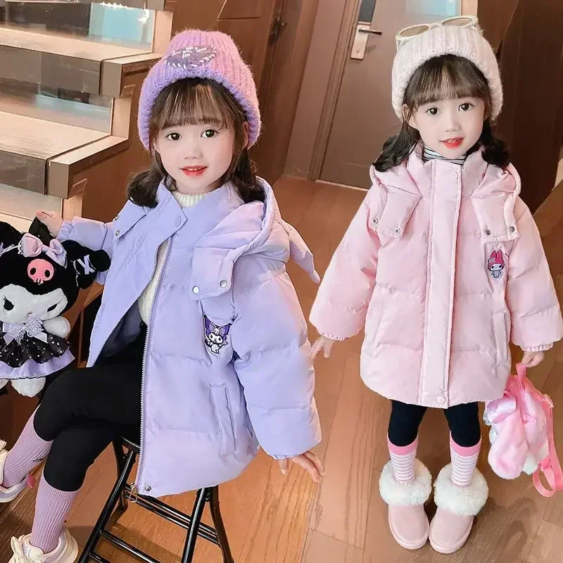 Женский теплый пуховик с сердечками Kuromi из аниме Моя Мелодия симпатичный