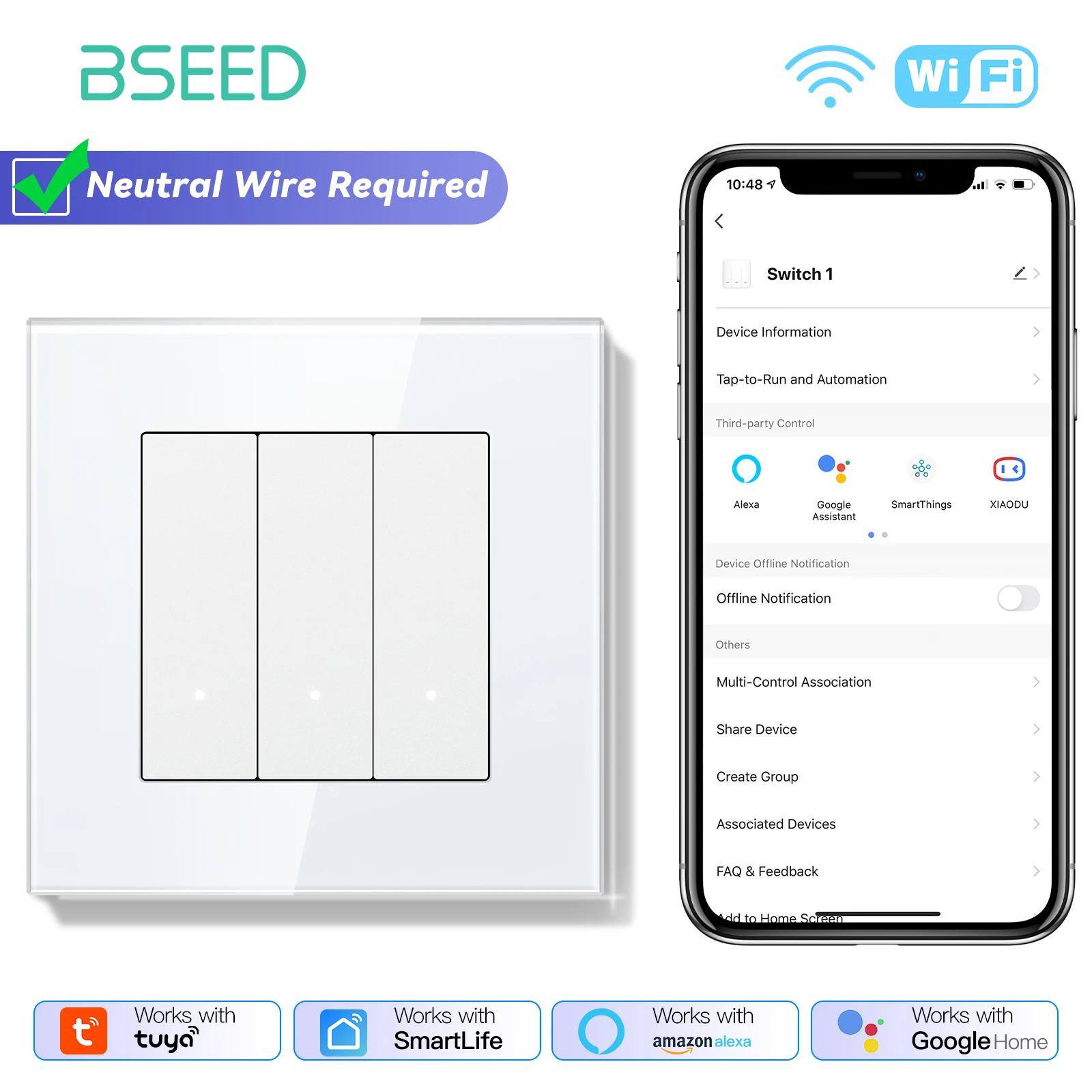 

Умные выключатели BSEED 1/2/3/4 Gang