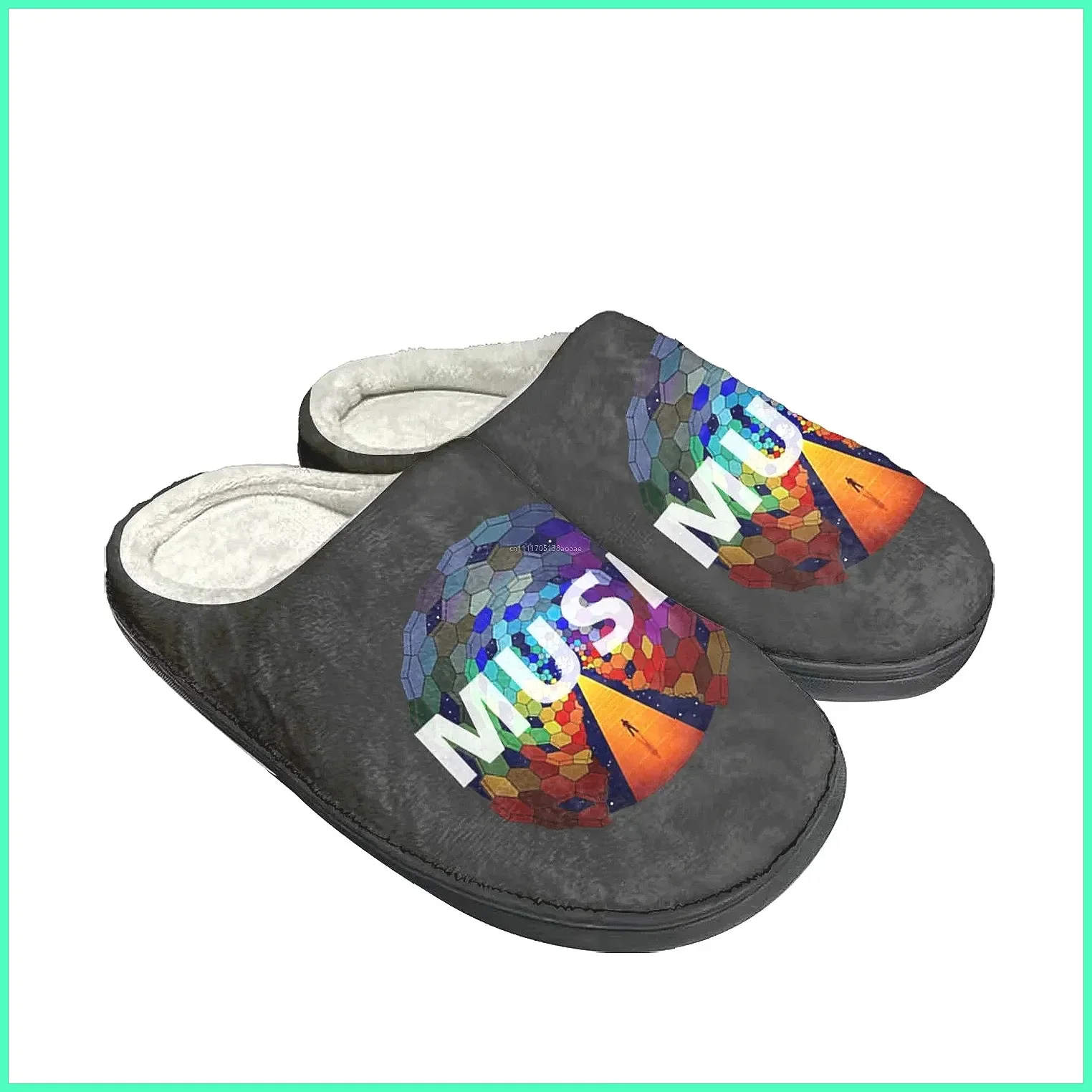 Фото Тапочки Custom Muse Rock Band для взрослых, теплые плюшевые домашние тапочки №3