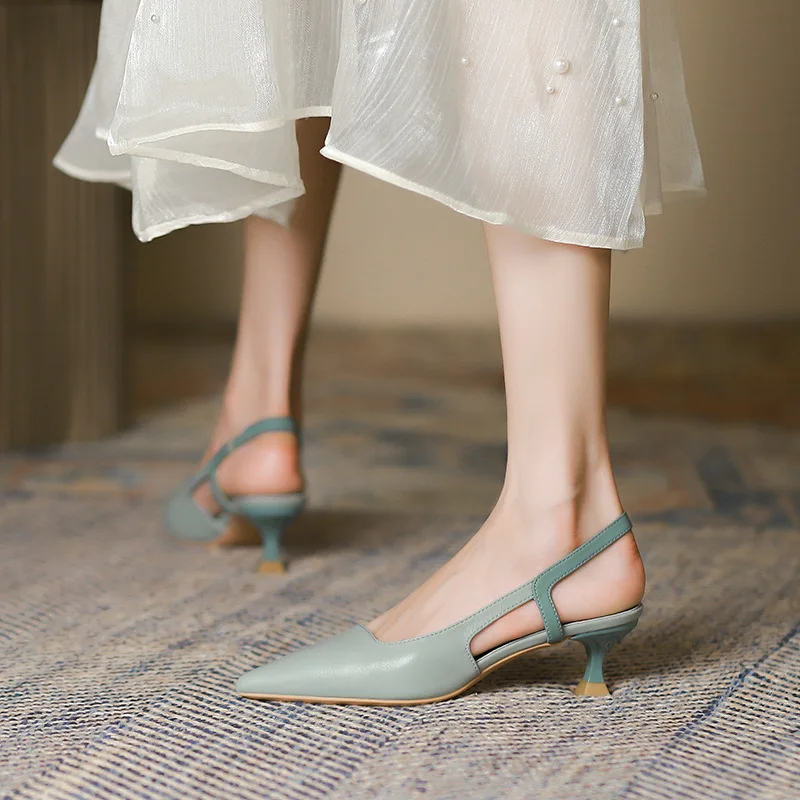 

Heily 5 см модные босоножки с острым носком на низком каблуке, с ремешком на щиколотке, цвет голубой, женская обувь 38 39