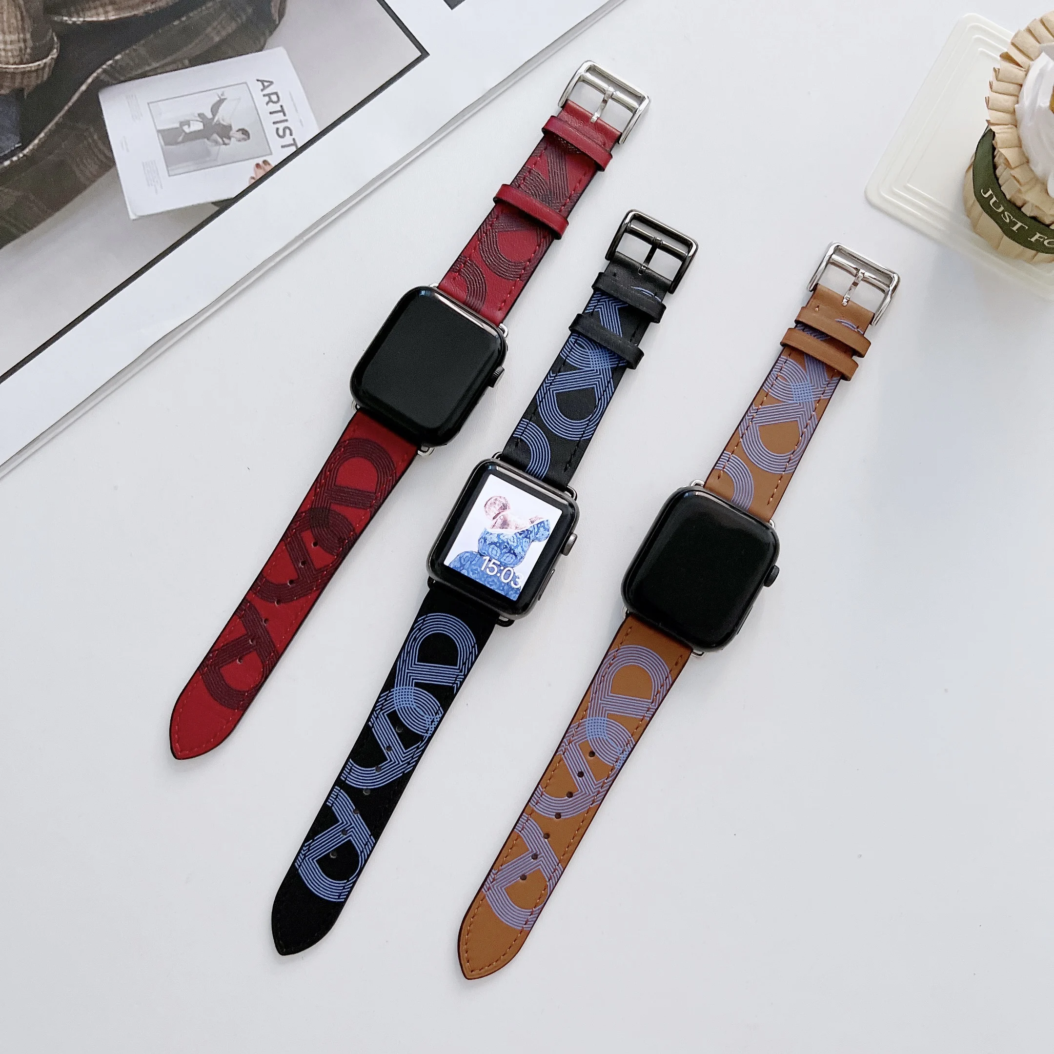 Leather strap For Apple Watch 45mm 41mm 44mm 42mm 40mm 38mm Race Track Bracelet Wristband For iWatch UItra 8 7 6 5 4 3 SE Correa
