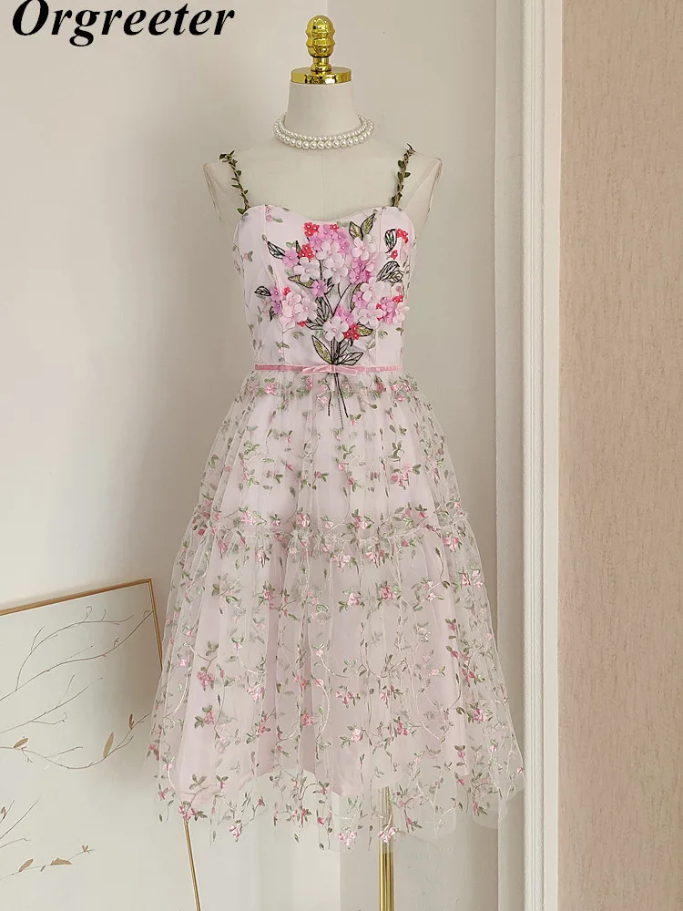 

Женское Сетчатое платье с цветочной вышивкой, облегающее Привлекательное платье без бретелек с цветочной аппликацией и бисером, лето