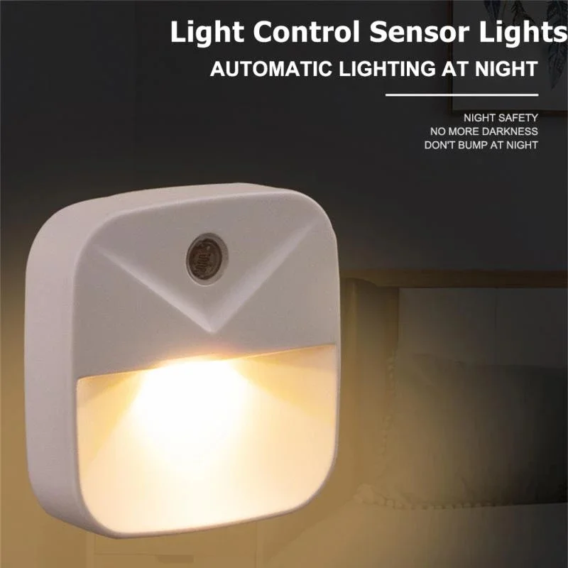 

Light Control Sensor Lights LED Night Light Toilet Bedroom Small USB Night Lamp EU US Plug Wide Angle Sensor Lighting