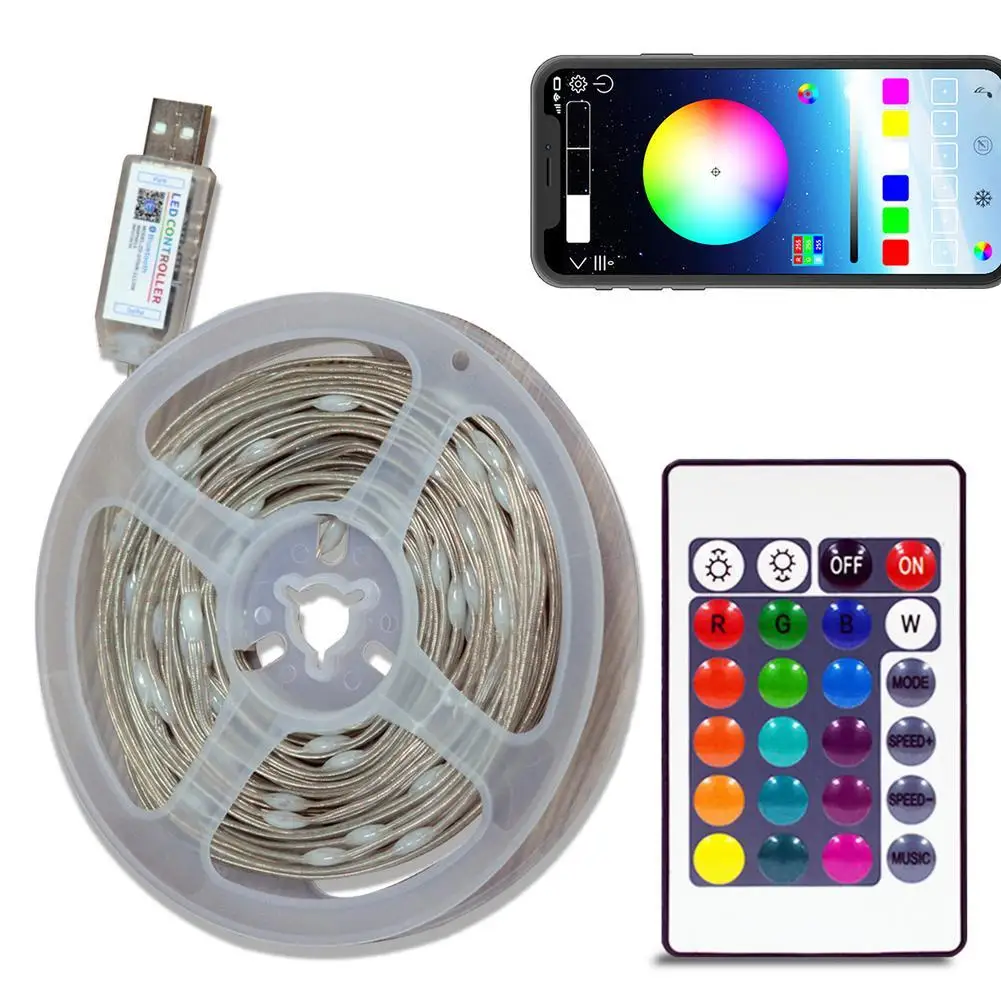 

Wireless Bluetooth-compatible Strip Lights Diy Color Changing Light Christmas Decorative Usb Led Atmosphere Lamp