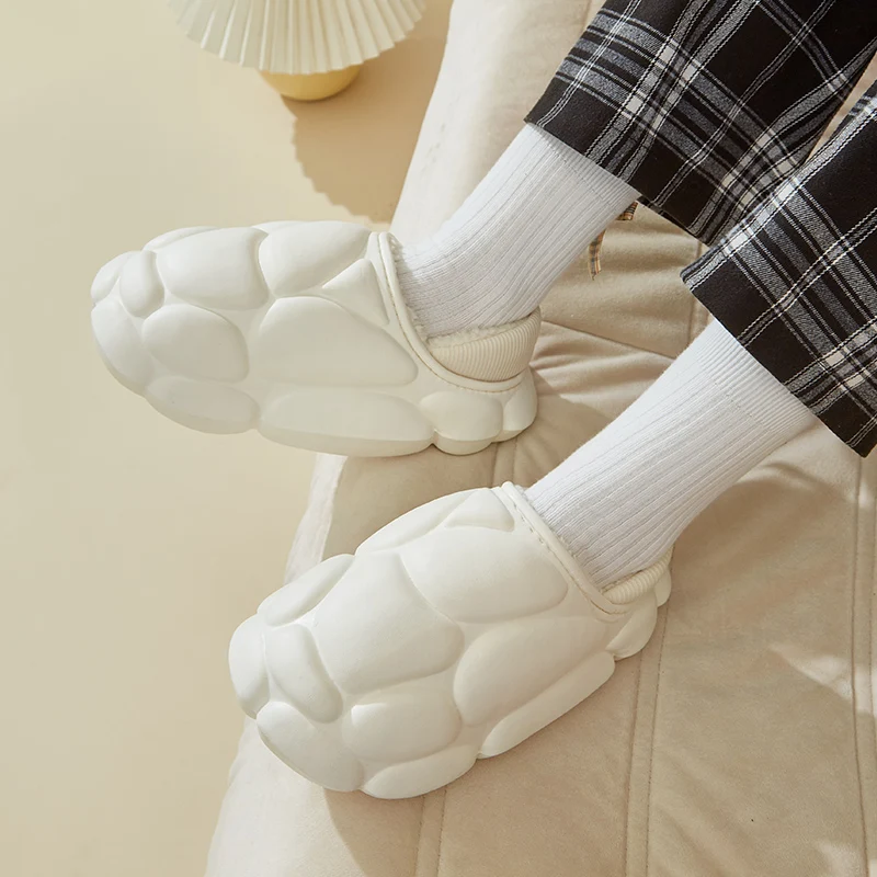 

Winter Women's Slippers Plush Warm Indoor Thick Bottom Cotton Shoes Casual Waterproof Anti-slip Package Lightweight Couple Shoes