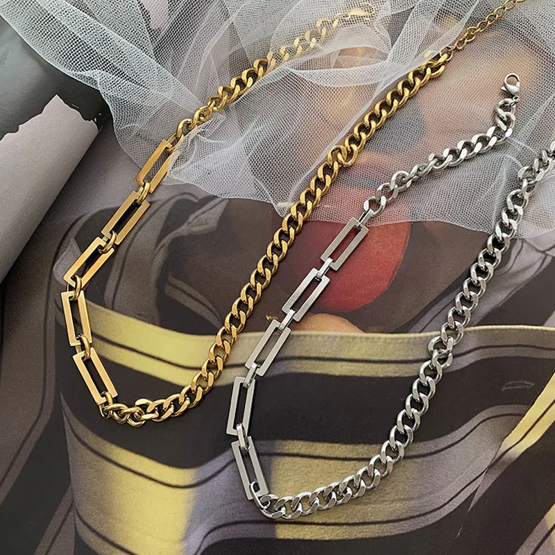 

Personalized Splicing Chain Titanium Steel Necklace For Women Simple And Versatile Hip-Hop Collarbone Chain Jewelry