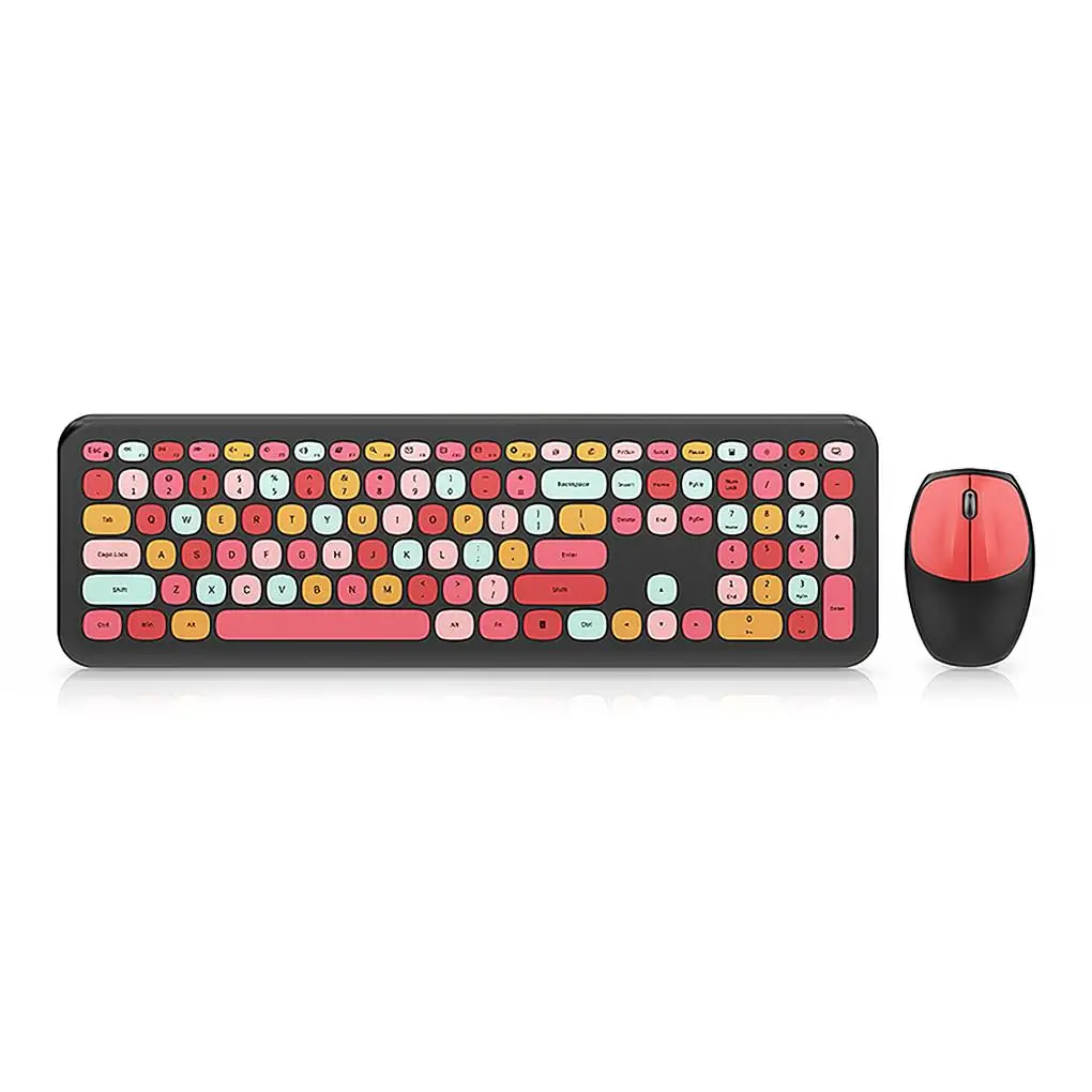

Wireless Keyboard Set 2 4ghz 110 Keys Mute Power-Saving Mixed Color Keyboard And 1200dpi Mouse