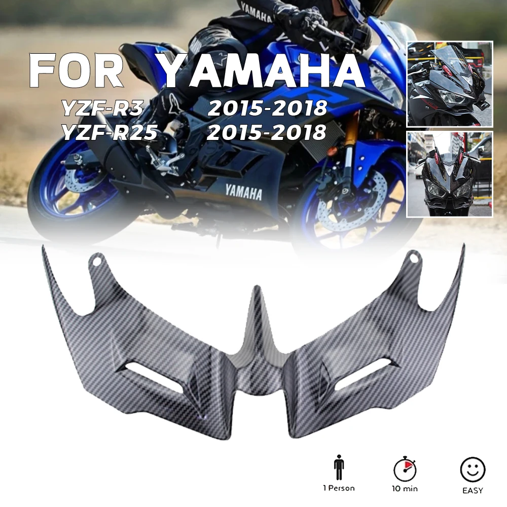

MTKRACING For YAMAHA YZF-R3 YZF-R25 YZF R3 R25 15-18 Front Fairing Winglets Aerodynamic Wing Shell Cover Protection Guards Kit
