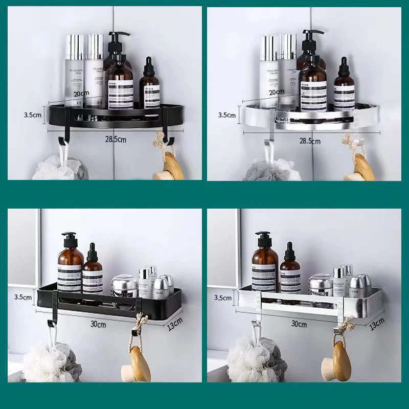 

Bathroom Corner Shelf Organizer Shower Storage Shelves Wall Mounted Toilet Shampoo Cosmetic Holder Bath Accessories Sticker Rack