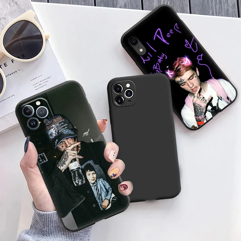 Мягкие чехлы для телефонов iphone 16 15 14 13 12 11 Pro XS Max Mini XR 7 8 Plus 16ProMax L-Lil P-Peep Rapper черный