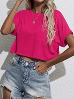 batwing sleeve pocket patched crop tee