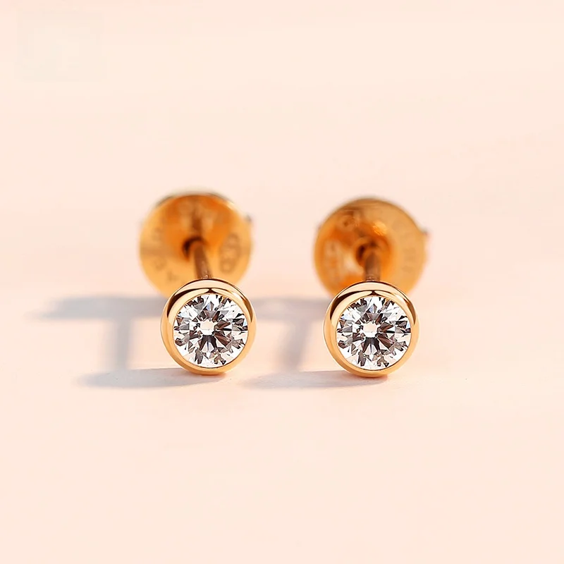 Lanmier Mini Single Diamond Stud Earrings Women Simple Elegant Internet Celebri Small Super Shiny Li...
