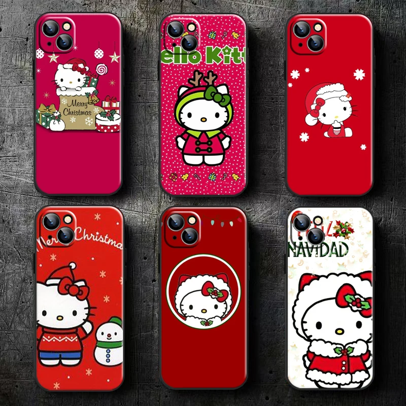 

Christmas Hello Kitty Kuromi For iPhone 13 12 11 Pro Max Mini 5 5s 6 6S 7 8 Plus X XR XS Max Phone Case Liquid Silicon Back