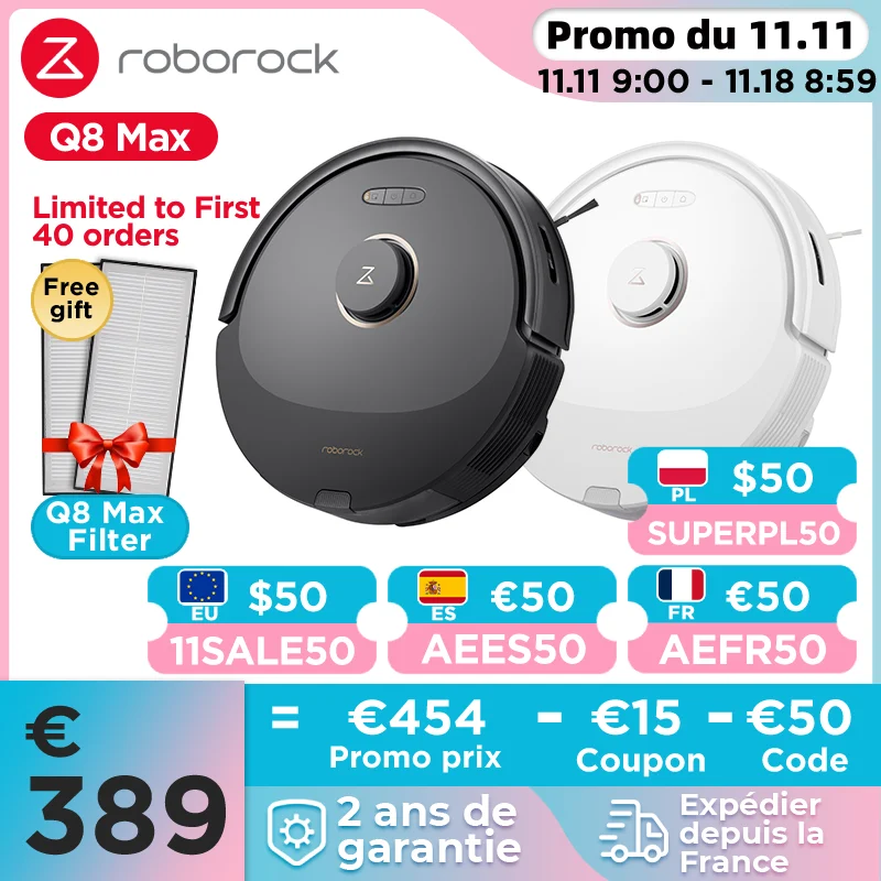 Roborock Q8 Max: Innovación y Potencia en Limpieza Robótica 1 Roborock-Robot aspirador Q8 Max, cepillo DuoRoller, tecnología reactiva, evitación de obstáculos, versión mejorada de roborock Q7 Max