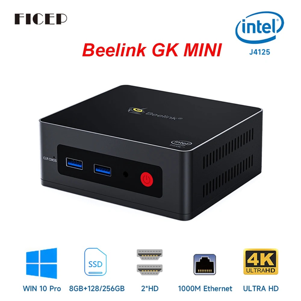 Beelink GK mini Intel Celeron J4125 Mini PC 4 Core DDR4 8GB 128GB 256GB Windows 10 11 Dual Wifi 5 1000M Gaming Computer PK GK3V