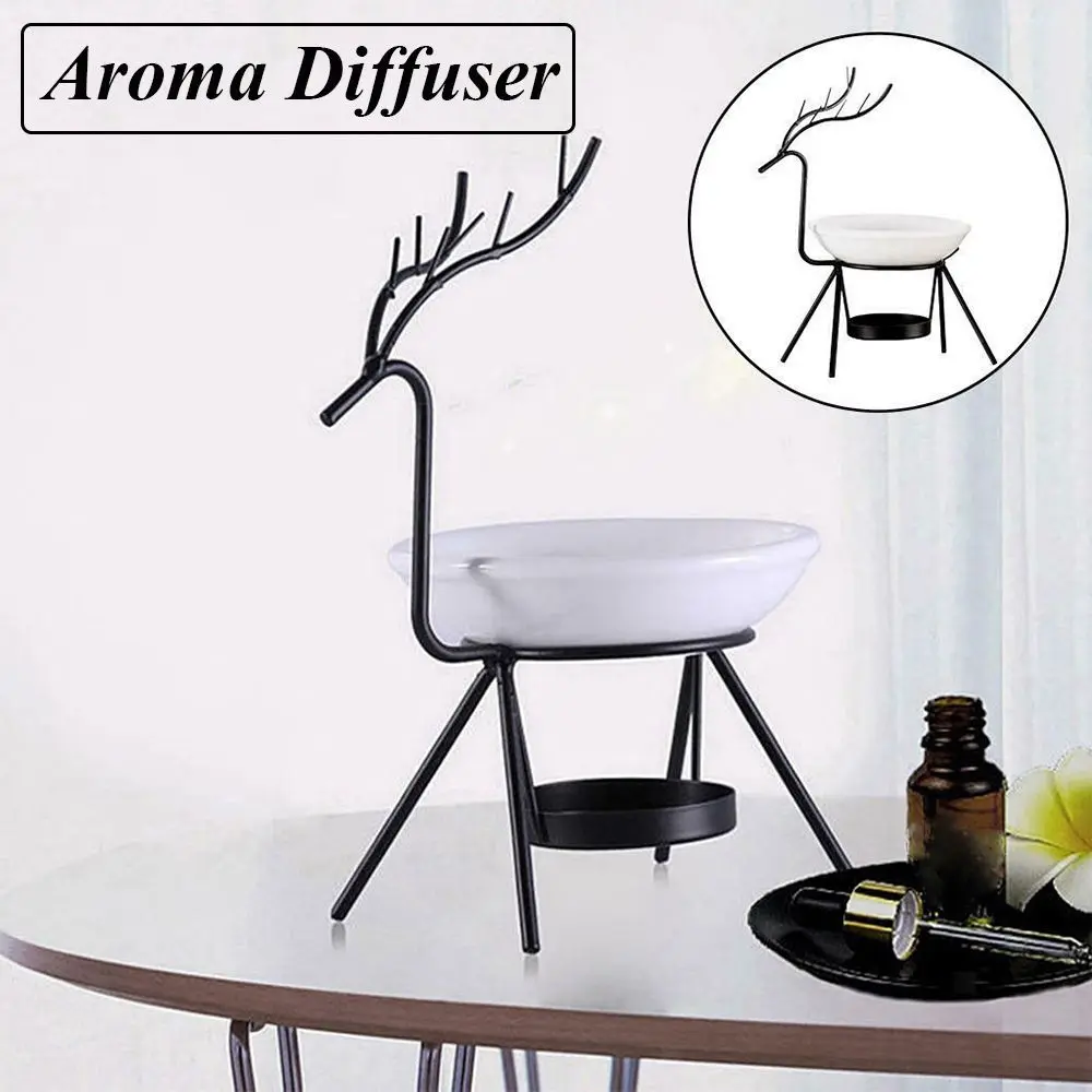 

Handicraft Deer Shape Ornaments Ceramics Aromatherapy Burner Aroma Diffuser Tealight Holder Essential Oil Lamp