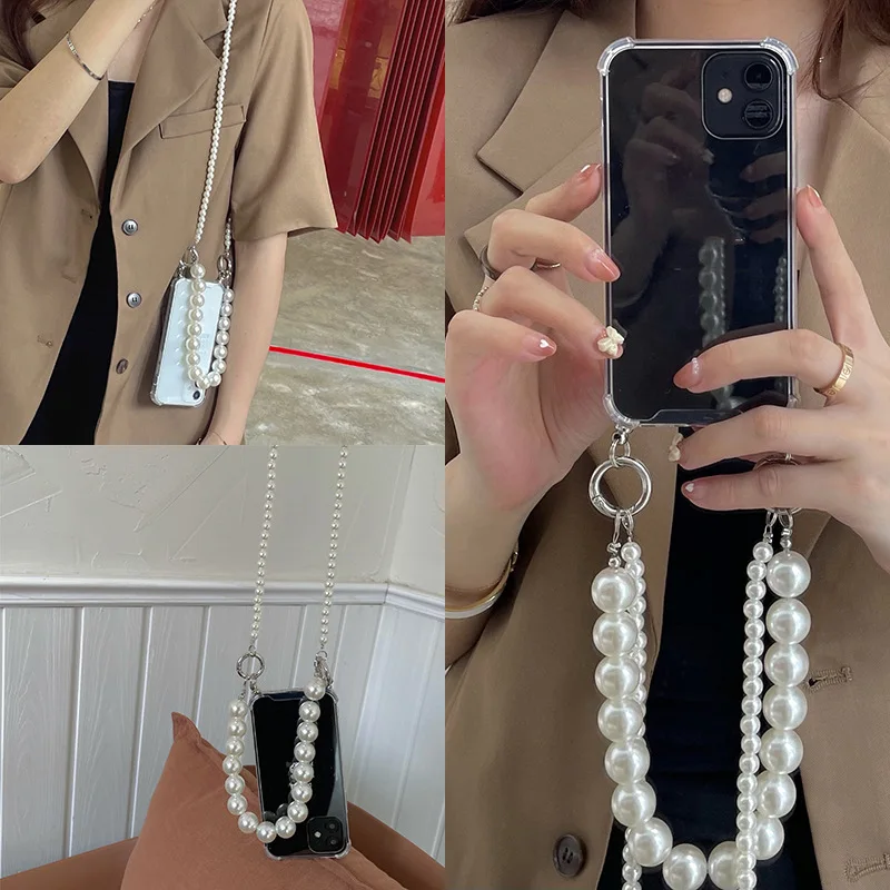 

For Google Pixel 7 6 Pro 5A 5G 4A 5XL 5 4XL Fashion Korea Pearl Beads Crossbody Lanyard Strap Cover For Pixel 6A Pixel 4 4XL
