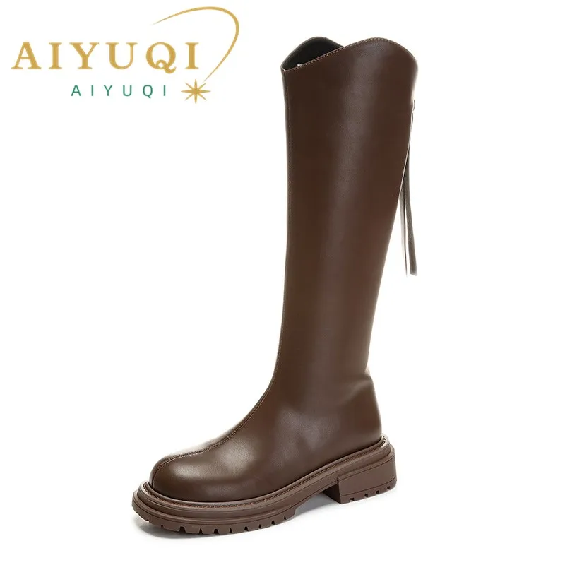 AIYUQI Long Boots Woman 2023 Fall New Vintage Ladies Knight Boots Fur Fashion Western Cowboy Boots Woman
