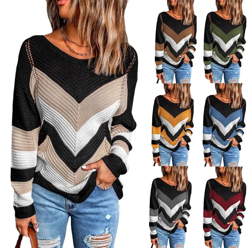 

Color blocking 2023 new loose top snow color blocking knitted sweater