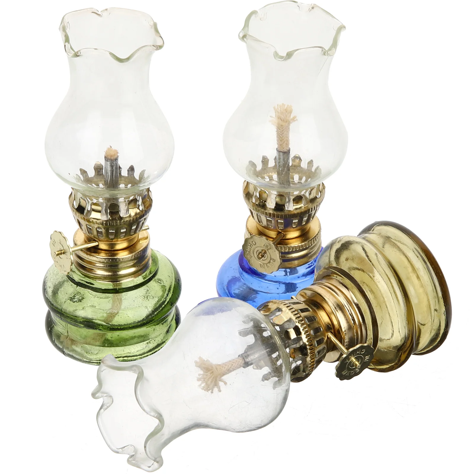 

3pcs Oil Lamp Indoor Kerosene Lantern Vintage Style Hurricane Lamp Decoration