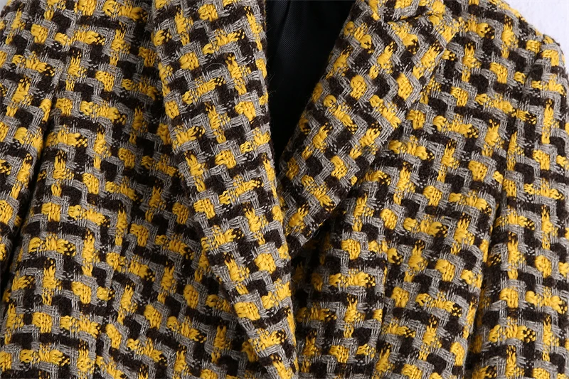 Женский двубортный блейзер в клетку повседневный винтажный английском стиле с