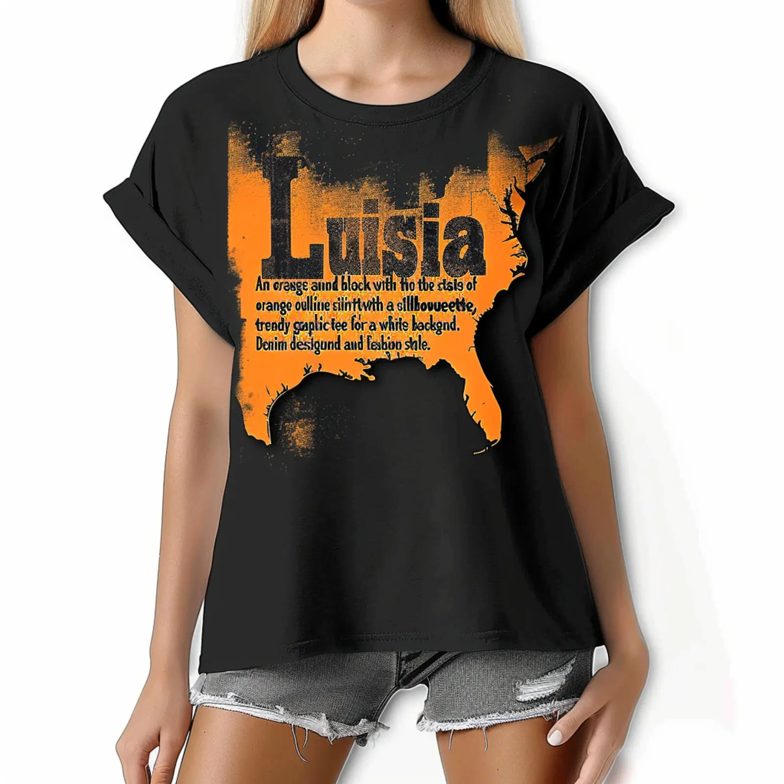 Луизиана телефон: оранжевая футболка с графическим рисунком для женщин модный