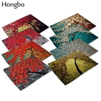 modern home decor oil floral pattern tablemat linen pads for kitchen table new year christmas placemat for dining table