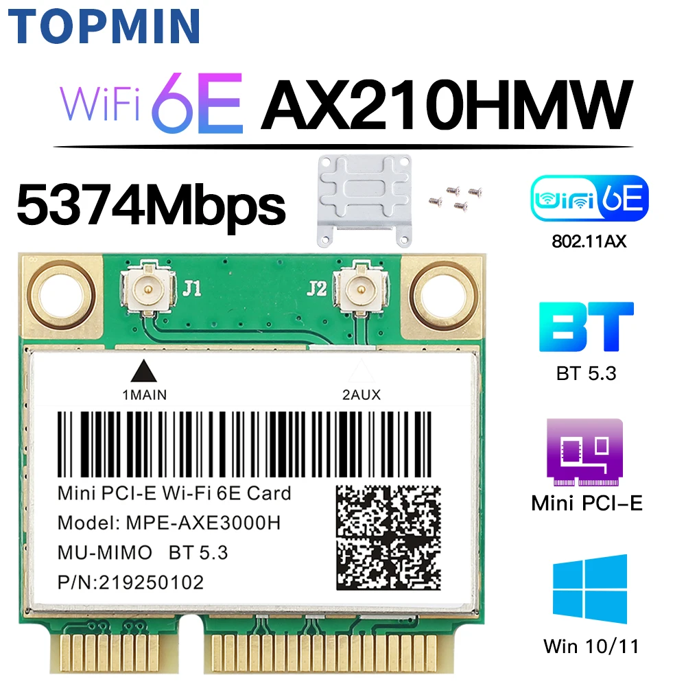 Fenvi AX210HMW Mini PCI-E Wi-Fi 6E Bluetooth 5 3 Сетевая Карта 1300 Мбит/с Беспроводной Адаптер Для