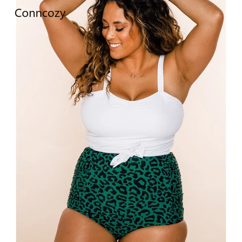 

Ladies Swimsuit Two Piece Adjustable Strap Top High Waist Sexy Leopard Tankini Suit Swimsuit Plus Size 2022 New Bathing Suit