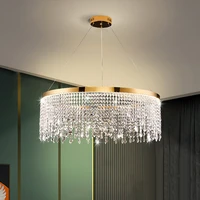 High End Designer Crystal Water Curtain Pendant Chandelier For Foyer Dining Room Hotel Hall Home Decor Staircase Led Lighting