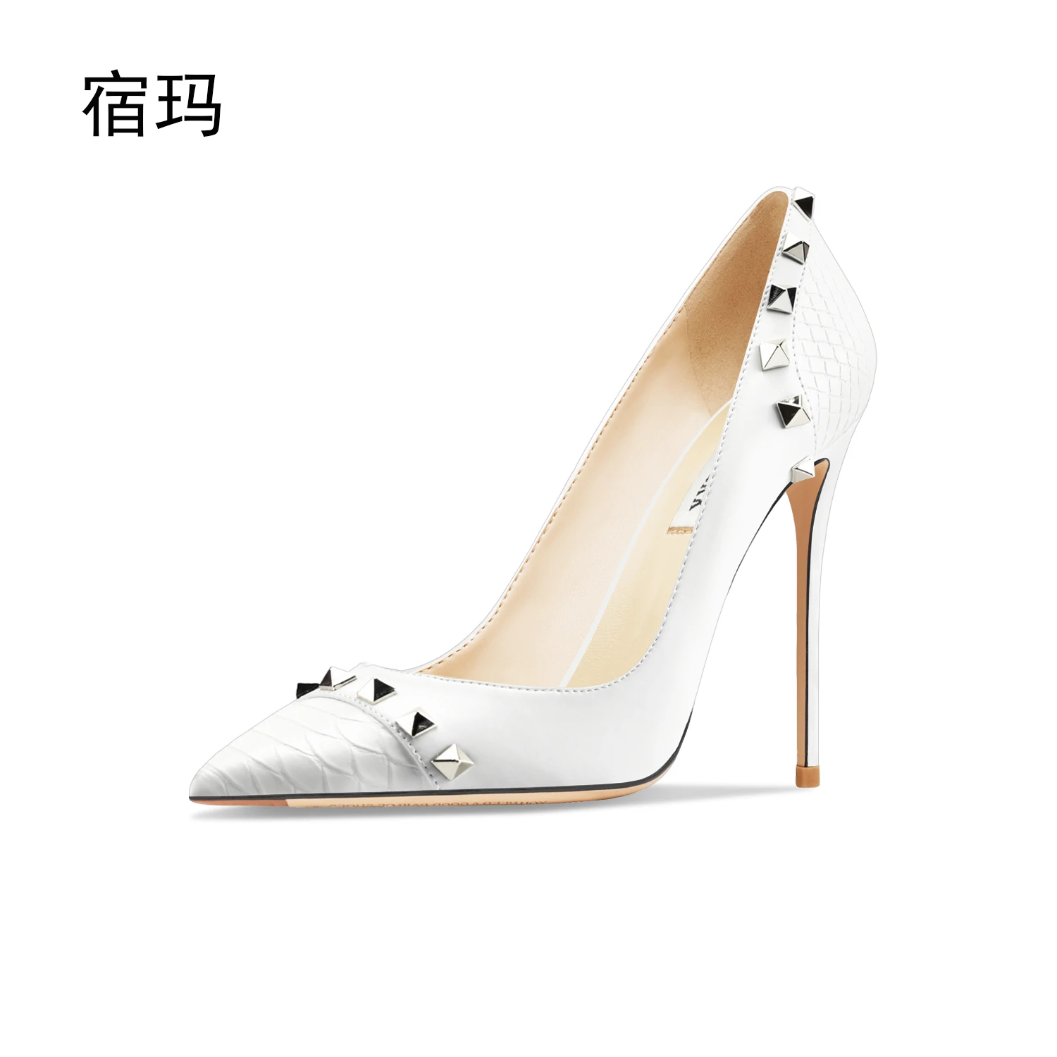 Heels For Women 2023 New Fashion Luxury Designer Brand Pumps Stiletto Rivets High Heels Pointed Toe Prom Sexy Ladies Party Shoes