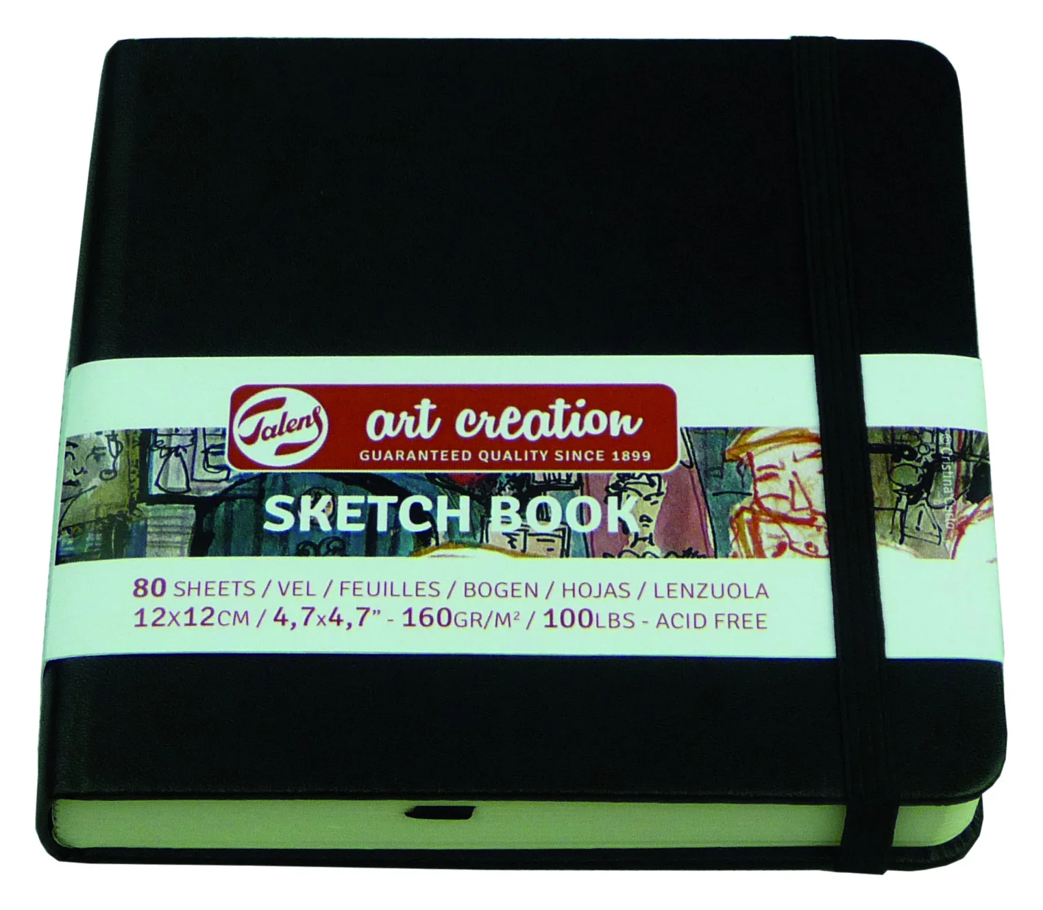 Скетчбук для смешанных техник Art Creation 140г/кв.м 12*12см 80л обложка черная твердая |
