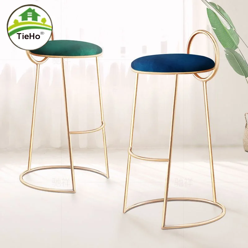 

Nordic Modern Simple High Stool Indoor Living Room Iron Leisure Bar Chair Simple Kitchen Dining Stool Home Furniture 65/75cm