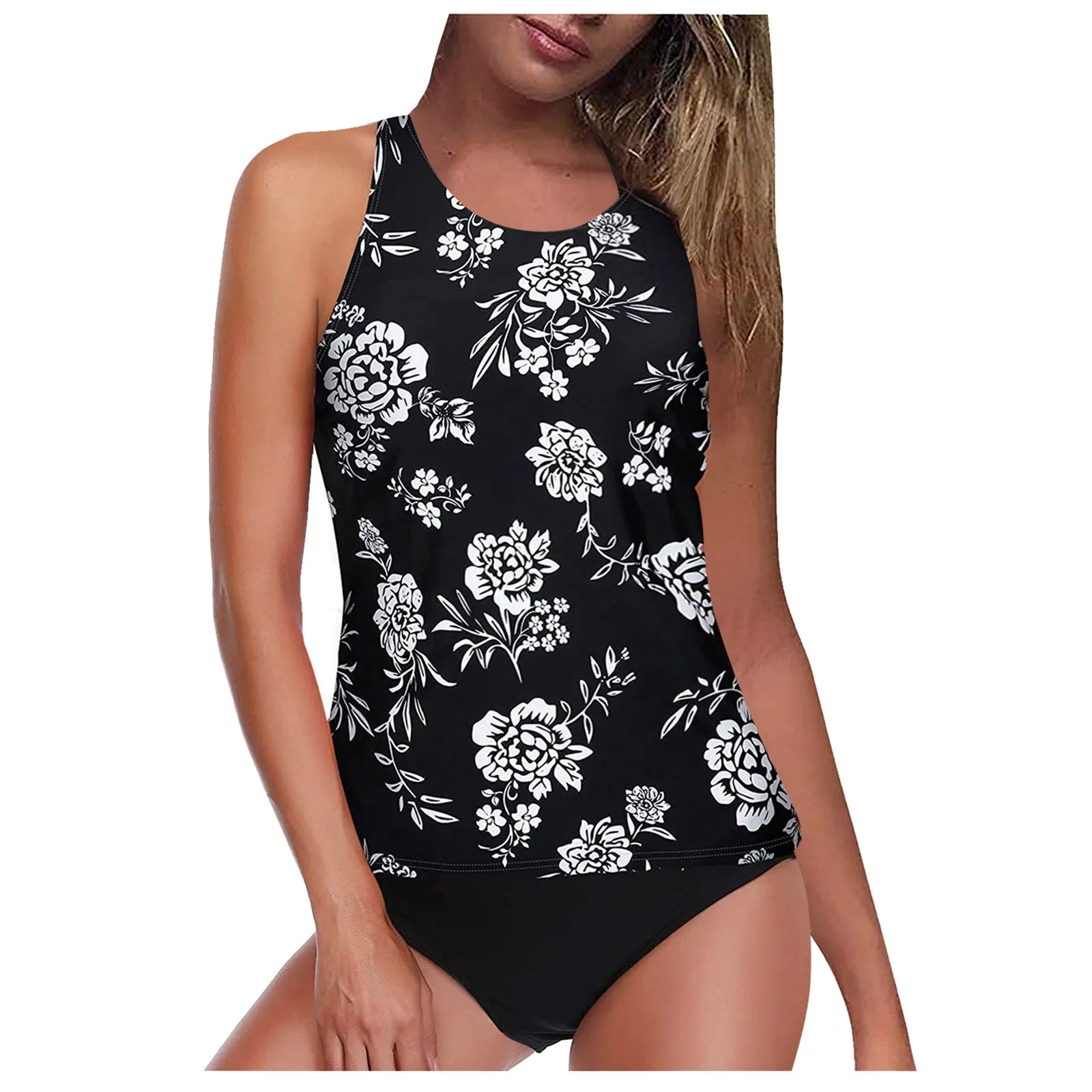 

Control Two Piece Tankini High Women's High Tummy Swimsuit Neck Halter Waist Swimwears Tankinis Set Swimwears crochet bikini