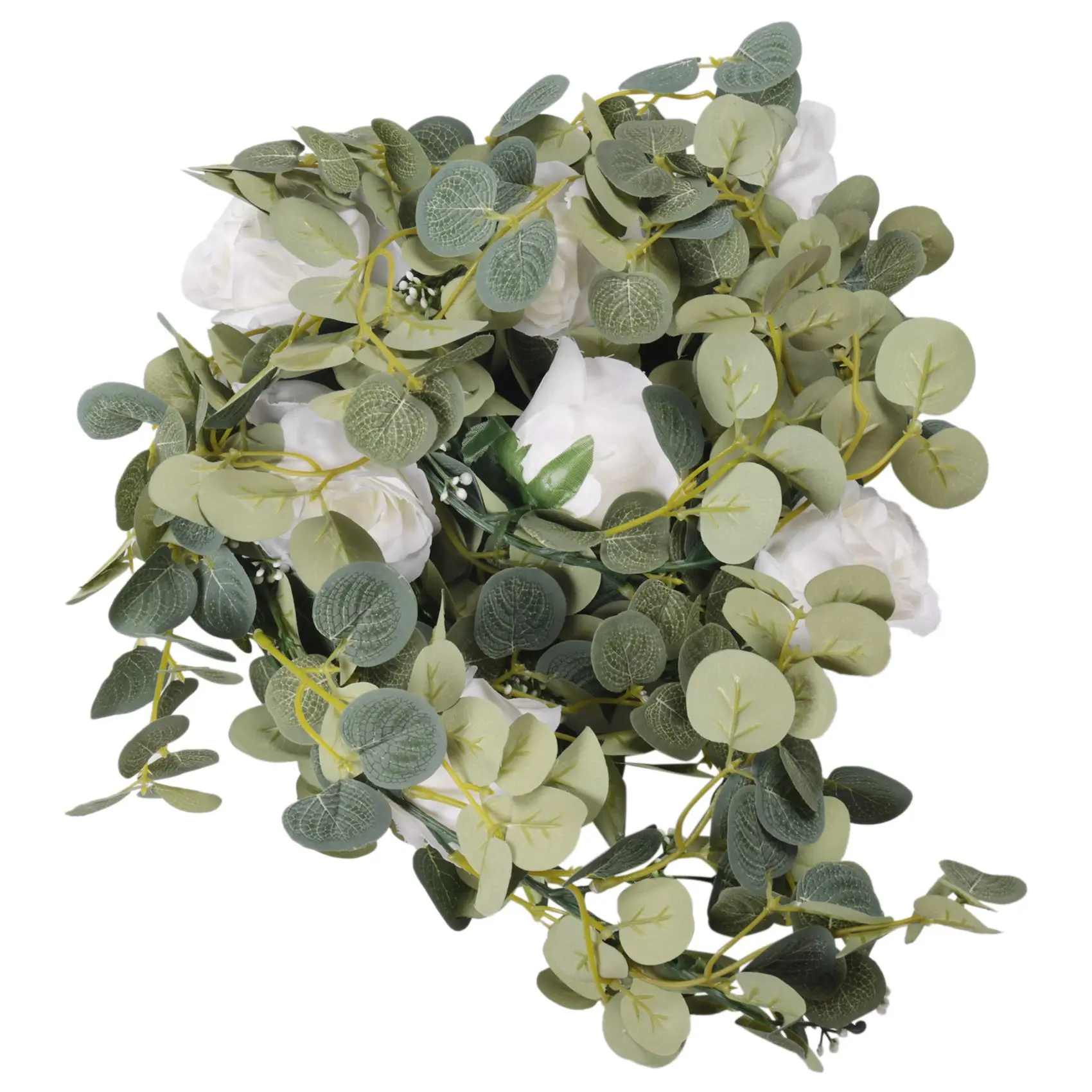 

Artificial Dollar Eucalyptus Garland with Roses,Faux Eucalyptus Leaves Vine Hanging for Indoor&Outdoor Wall Decor