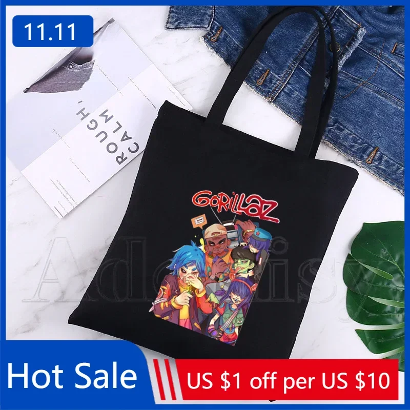 

Gorillaz Canvas Bag Casual Large Hand Bags for Women Ladies Shopping Handbag Print Large Capacity Bag Black